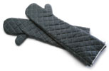 24" Black Terry Cloth Oven Mitts
