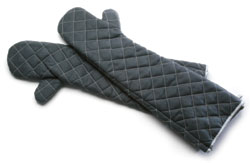 24\" Black Terry Cloth Oven Mitts